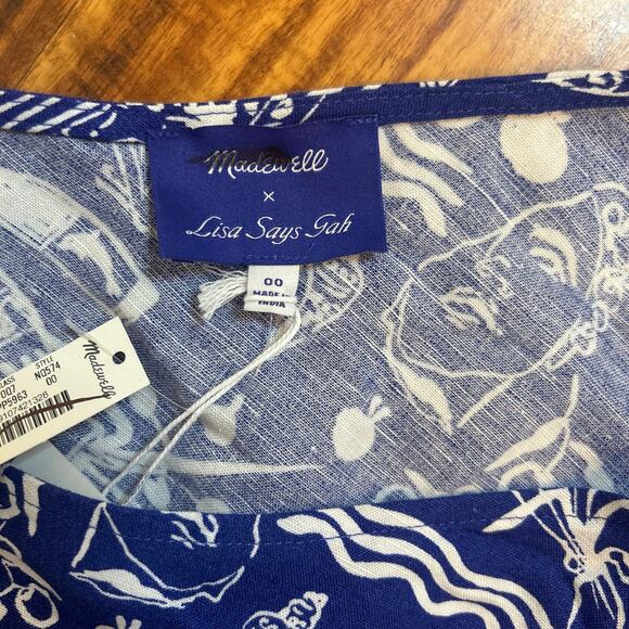 NWT Madewell x Lisa Says Gah! One-Shoulder Mini Dress in Clematis Blue Size 00 - Picture 6 of 13